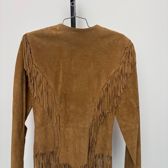 Cripple Creek Brown Suede Leather Fringe Jacket With Snap Buttons Womens Small - Picture 10 of 11